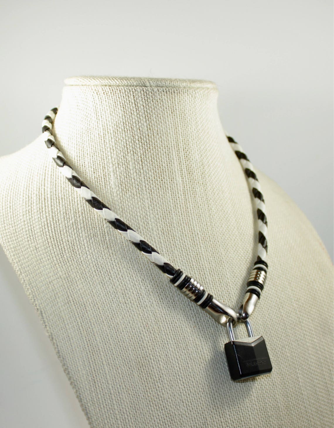 Leather Cord Collar in Black/White Day Collar Soft and Etsy