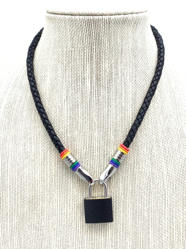 Leather Cord Collar in Black with rainbow colors Day Collar Etsy