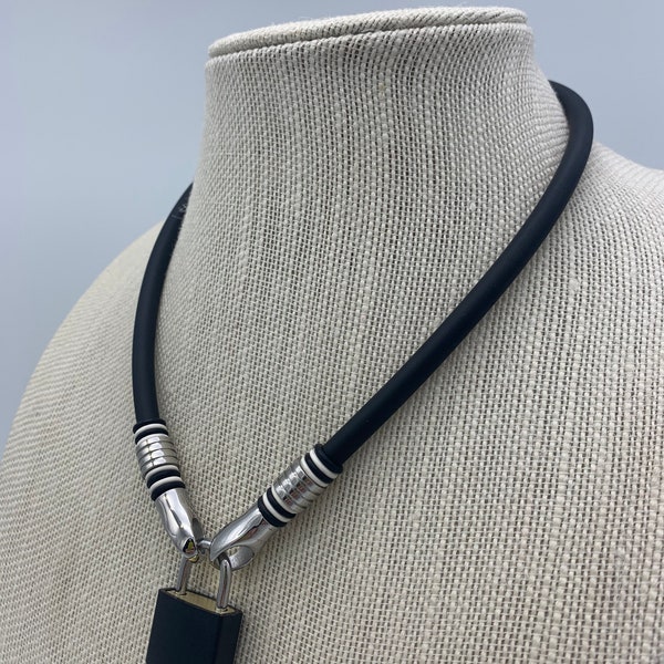 Collier en cordon en caoutchouc noir, collier de jour, collier doux et confortable, collier imperméable, collier 24h/24 et 7j/7