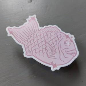 Pegatina de Taiyaki (Sakura), calcomanía duradera, Sakura primaveral, accesorio de comida japonesa, vibrante