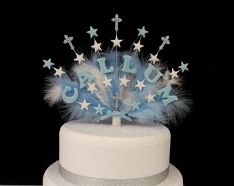 butterfly double name personalised feather birthday cake topper Flower