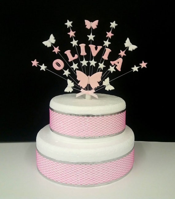 Personalised Butterfly Star Custom Birthday Christening Cake Etsy