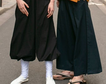 Pantalón holgado para ola de calor, inspirado en hakama, liso y estampado, unisex