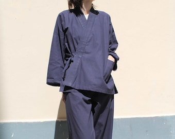 Samue cotone colorato unisex, costume da monaco giapponese, abbigliamento Zen,