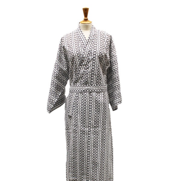 Japanese Unisex Cotton kimono, Cotton Yukata, traditional Onemaki, Japanese bathrobe