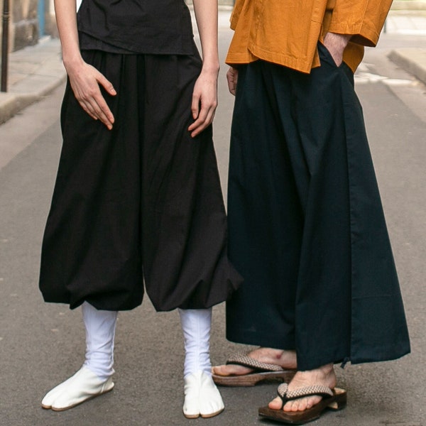 Pantalon Ample pour canicule, inspiré de hakama, uni et Imprimé, unisexe