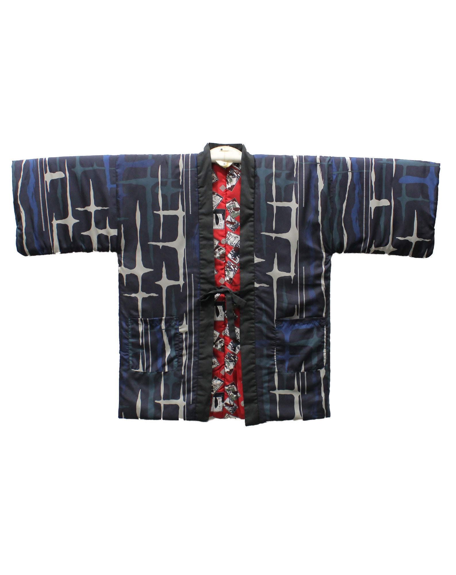 Reversible Quilted Hanten Hanafuda Japanese Quilted Jacket Etsy