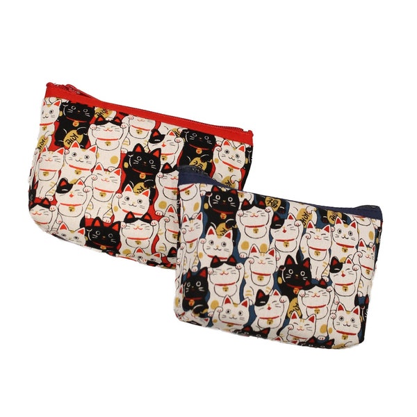 Pochette 1001 Maneki neko, chat porte bonheur japonais, trousse japonais, porte monnaie Gamaguchi