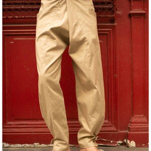 Pantalon croisé en coton satiné Fred, Pantalon unisexe ample sarouel, taille haute image 4