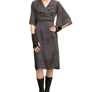 Kimono sleeve wrap dress, printed belted wrap dress with pockets