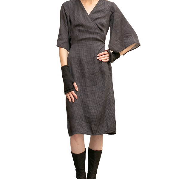 Robe Kimono Cache-cœur, robe portefeuille ceinturée à imprimé