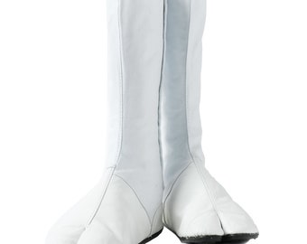 Japanese white ikitabi boots in leather and canvas, parfect for Halux valgus!