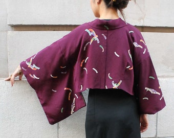 Kimono cache-épaule, Kimono transformé recyclé, Boléro en soie