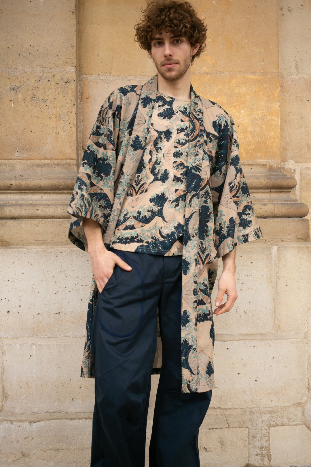 Cotton Linen Kimono Hokusai Great Wave at Kanagawa of Etsy