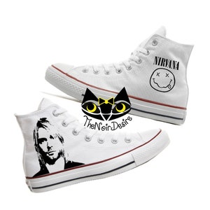 Hand-painted Converse Kurt Cobain Nirvana shoes image 1