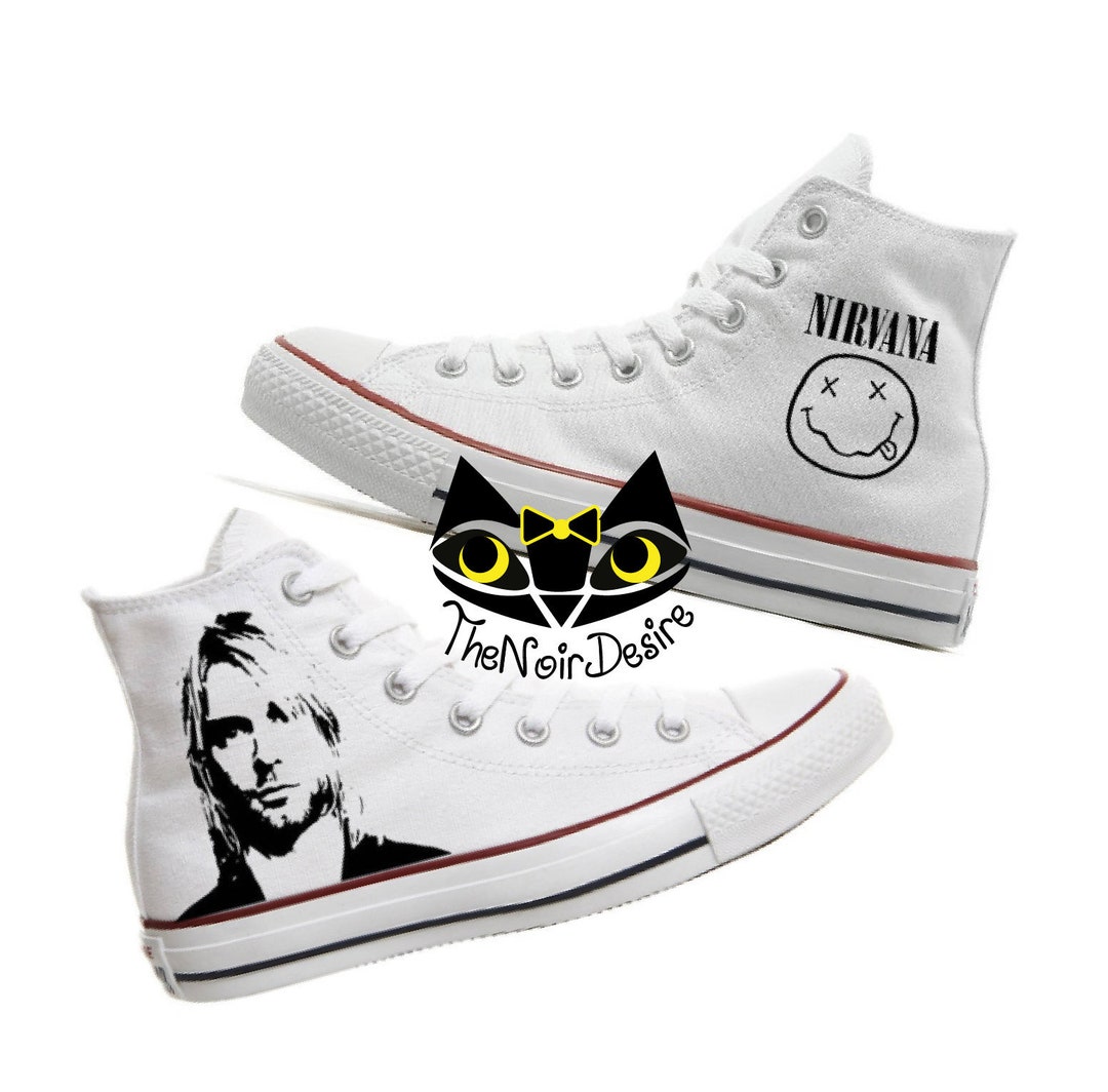 católico Llorar Repetirse Kurt Cobain Nirvana Converse Shoes - Etsy Hong Kong