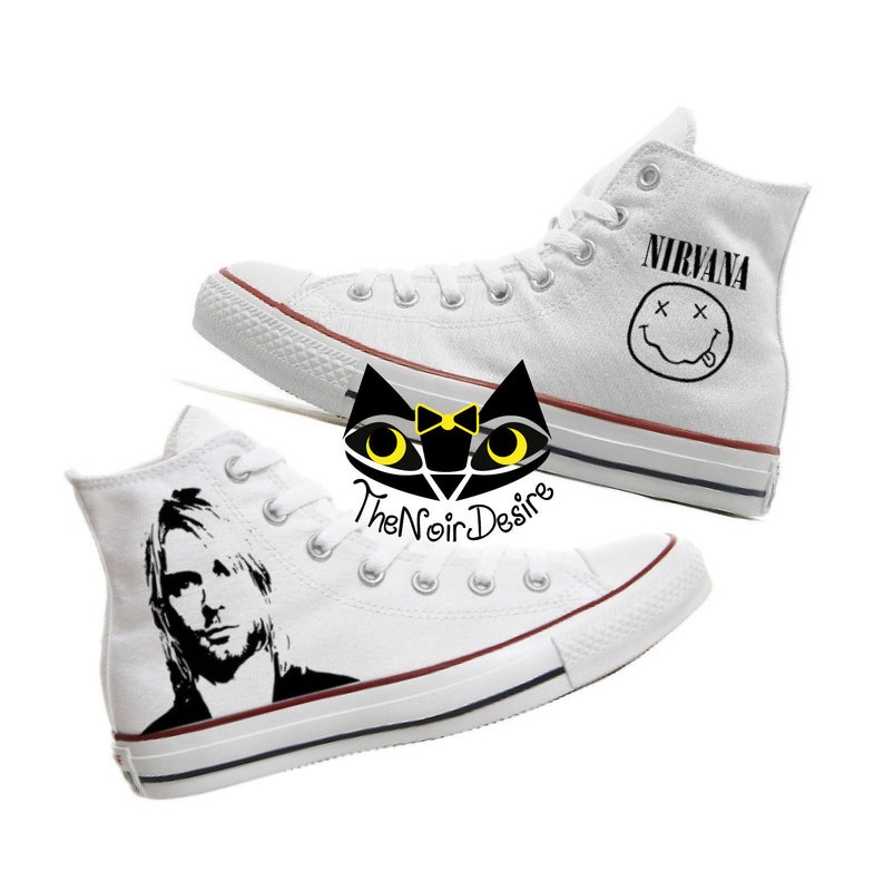 Hand-painted Converse Kurt Cobain Nirvana shoes image 1