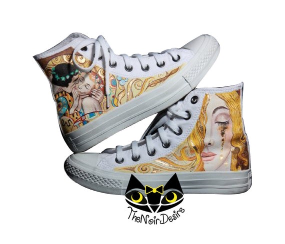 Klimt Converse El Beso Pintado a mano Klimt - Etsy España