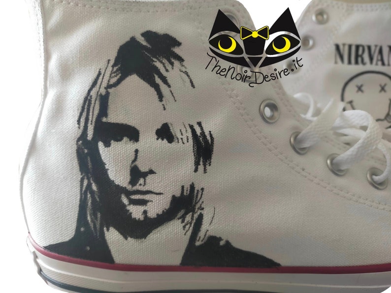 Hand-painted Converse Kurt Cobain Nirvana shoes image 3