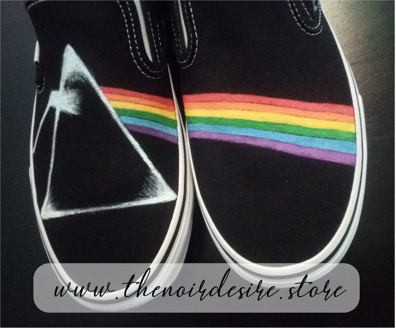 Hand-painted Pink Floyd Vans Shoes Pink 