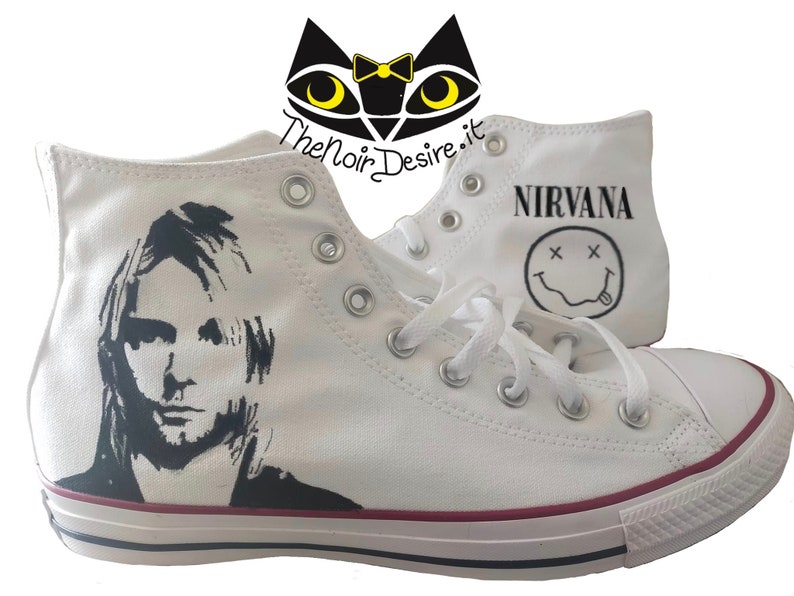 Hand-painted Converse Kurt Cobain Nirvana shoes image 2