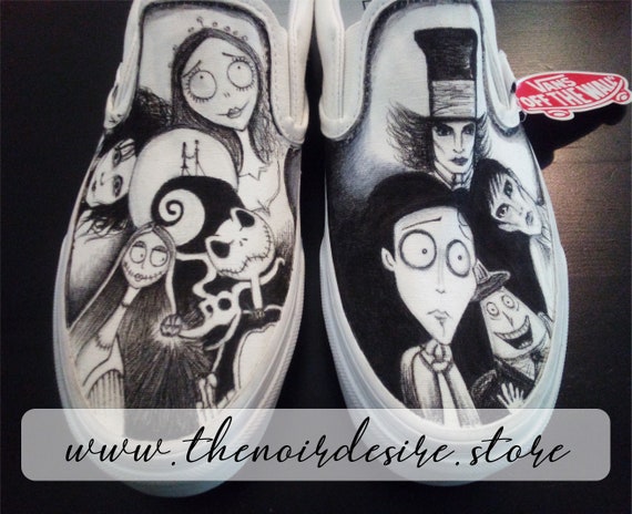 unir Grabar mar Mediterráneo Tim Burton Movies Handpainted Vans Shoes corps Bride Edward - Etsy