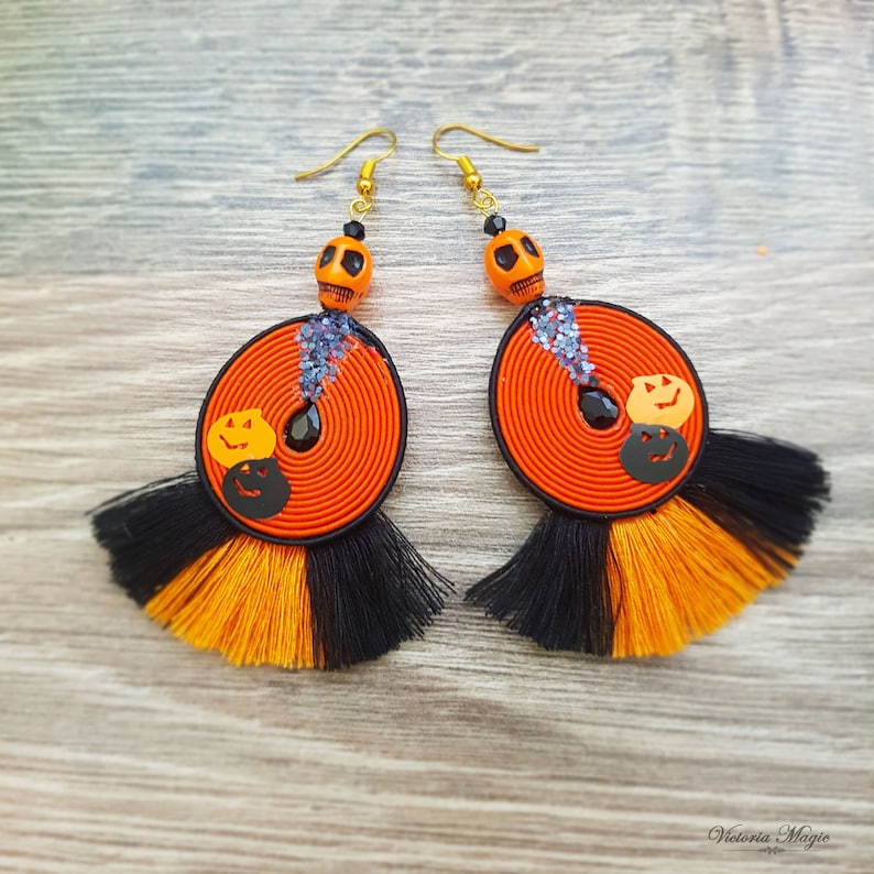 Halloween Earrings Halloween Jewelry Pumpkin Earring dangle Etsy