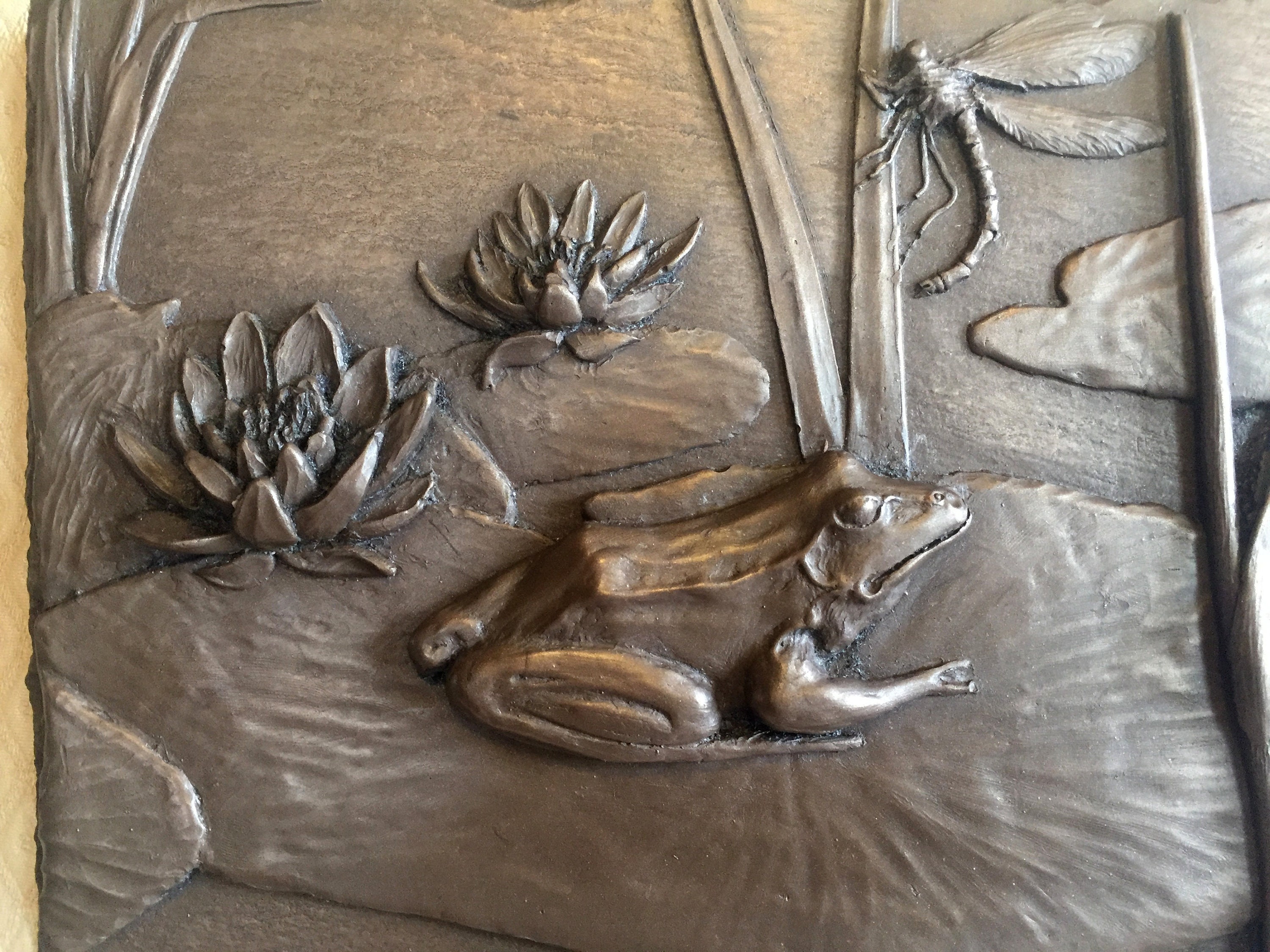 Frog Lily Pad Cold Cast Bronze Signed Wall Art Sculpture Etsy UK