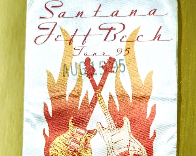 Featured listing image: Vintage 1995 Santana/Jeff Beck Tour Satin Backstage Pass