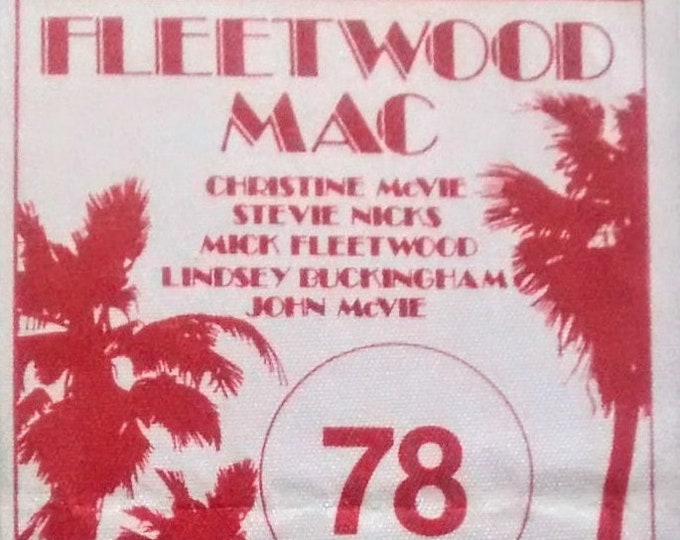 Featured listing image: Fleetwood Mac, Satin Stage Pass VERY RARE ORIGINAL! Authentic Vintage 1978! Fleetwood Mac, Legendary Original "Rumours Tour"! Stevie Nicks!