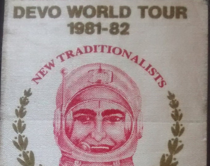 Featured listing image: DEVO, Satin Backstage Pass RARE! Authentic Vintage 1981! Devo "New Traditionalists Tour 1981-82"! Rare Intact/Unused Satin Backstage Pass!