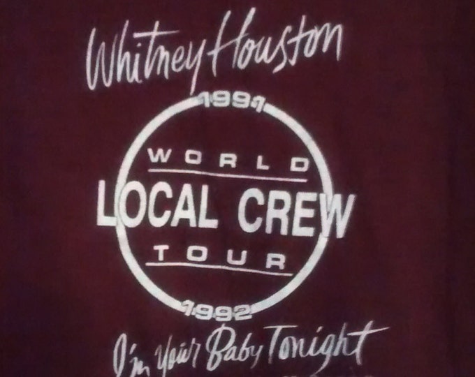Featured listing image: Whitney Houston Crew T 1991, I'm Your Baby Tonight Tour, Saratoga PAC