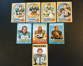 Vintage 1970-72 Green Bay Packers Topps Football Cards
