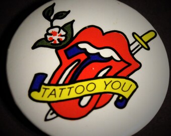 Vintage 1981 Rolling Stones Tattoo You Tour Pinback - Rare