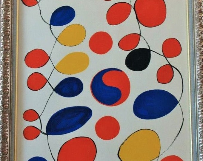Featured listing image: Signed Alexander Calder Lithograph: 'Peace' Series, Framed Vintage Art