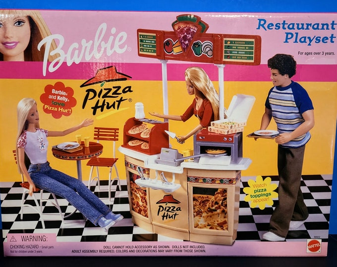 Featured listing image: Barbie,Pizza Hut Restaurant, Play Set, RARE Factory Sealed Box! Authentic Vintage '01! Barbie,'Pizza Hut Restaurant'! RARE Sealed Box! NOS!