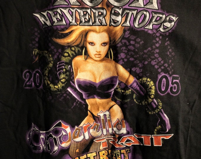 Featured listing image: Vintage 2005 Rock Never Stops Tour T-Shirt: Cinderella, Ratt, Firehouse