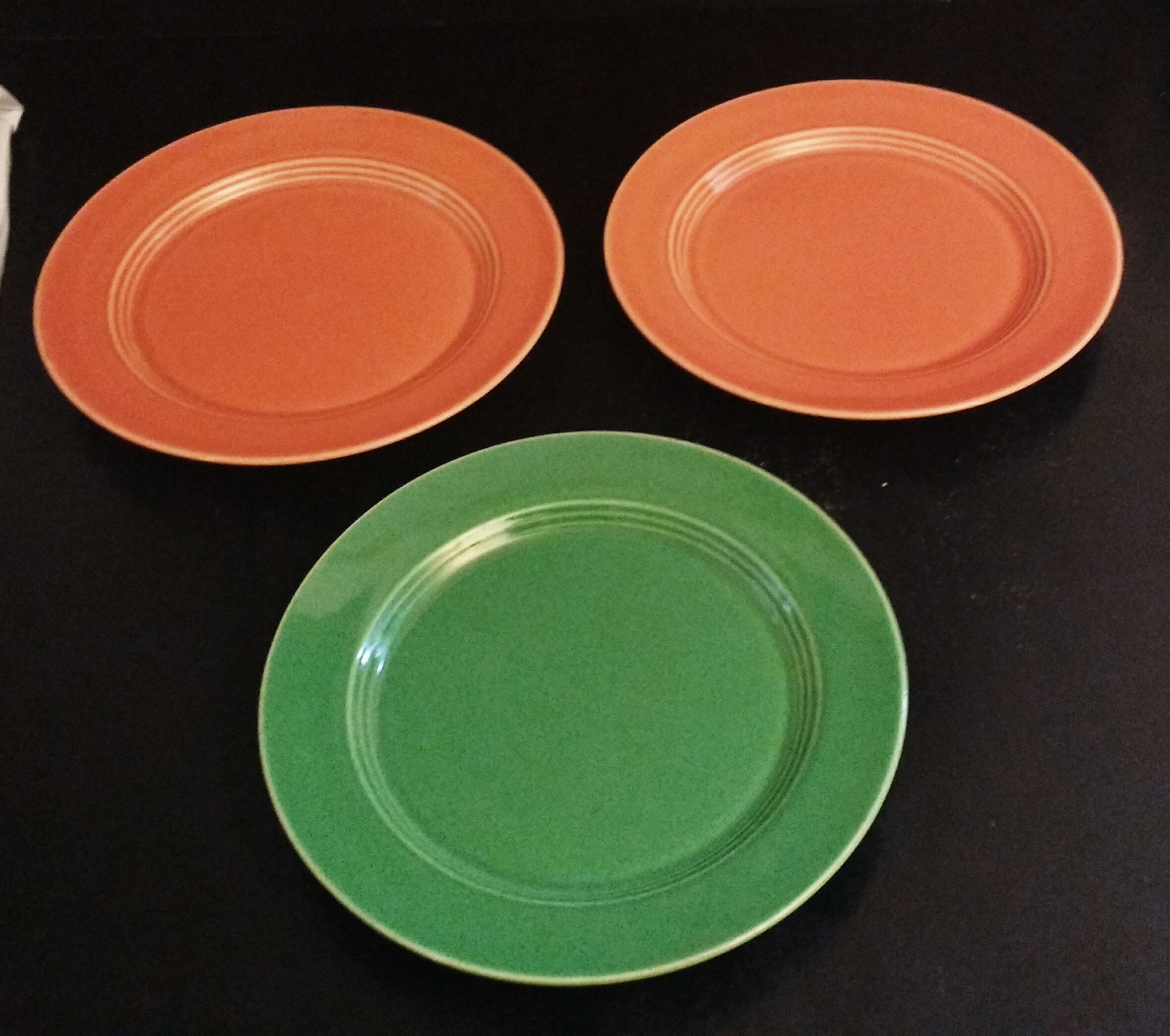 HLC Harlequin 6 Plates! Authentic Vintage 1947! 3 Homer Laughlin