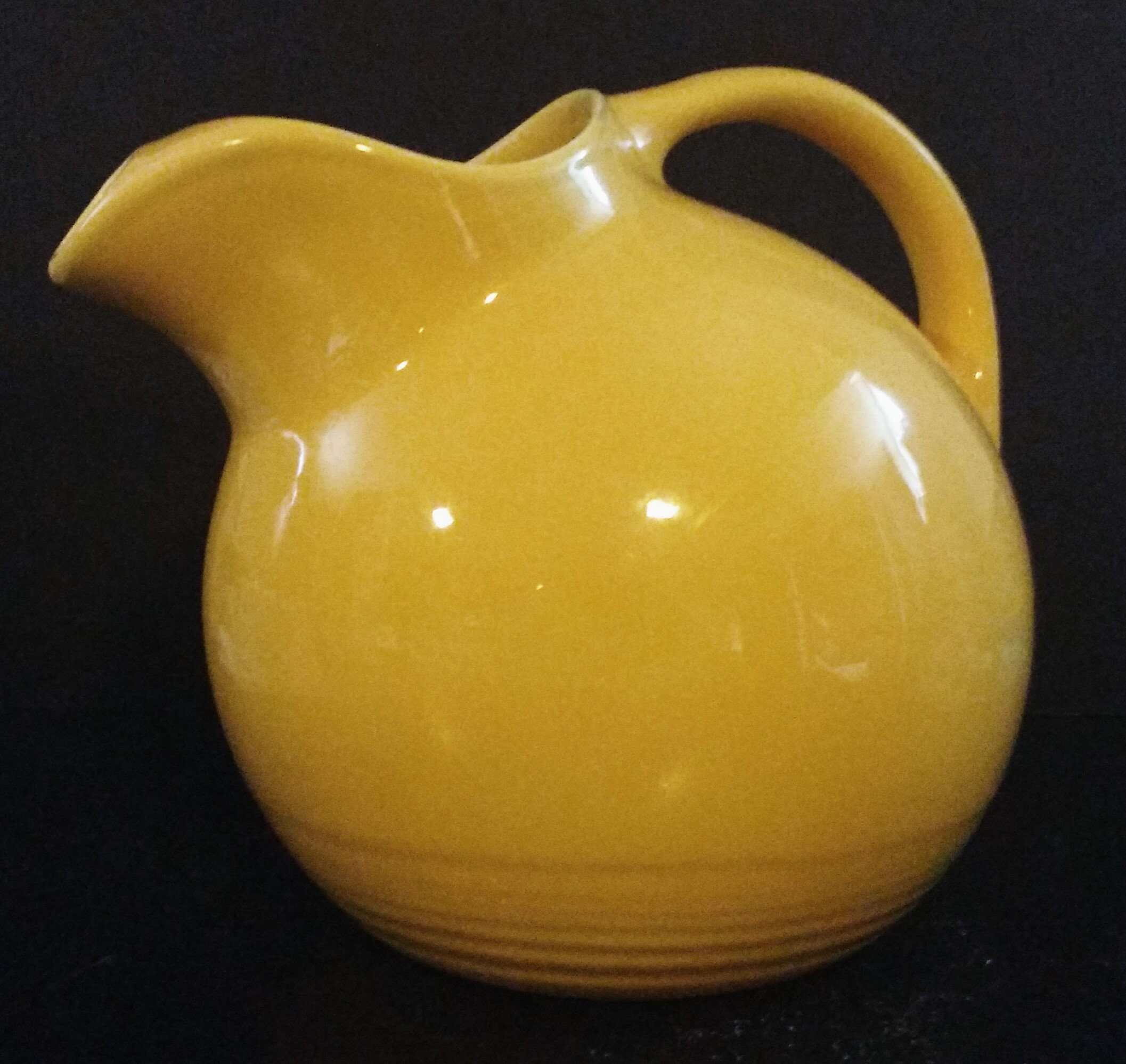 Homer Laughlin Co Harlequin Yellow Water Pitcher! Authentic Vintage