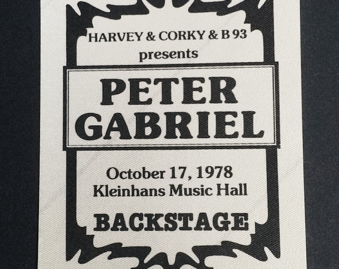 Featured listing image: Peter Gabriel, (Genesis) Backstage Pass! Authentic Vintage 78! Peter Gabriel, Backstage Pass From "Scratch" Tour! Tour For His 2nd Solo LP!