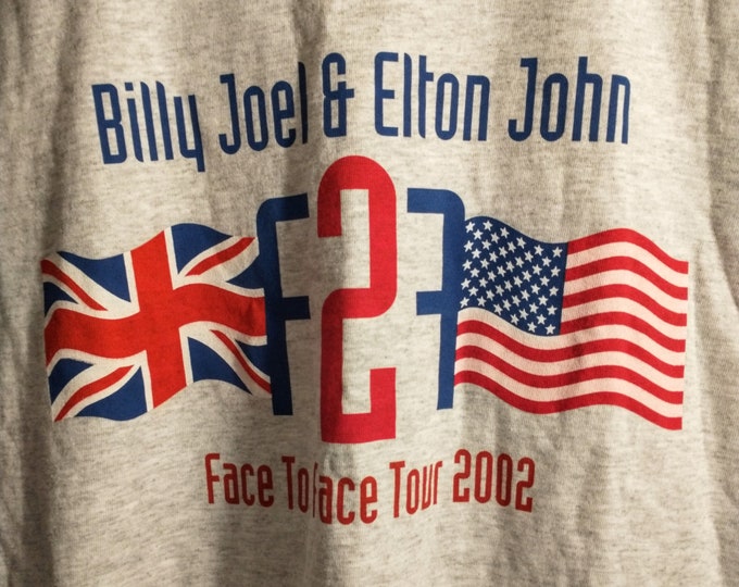 Featured listing image: Billy Joel & Elton John, Tour T Shirt! Authentic 2002! Elton John, Billy Joel "F2F /Face To Face Tour"! Itinerary on Back! Never Worn! XL!