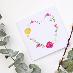 Wildflower Heart Card - Blank Card - Valentine's Day Card - Flower Card - Anniversary Card - Pressed Flowers - Engagement Card