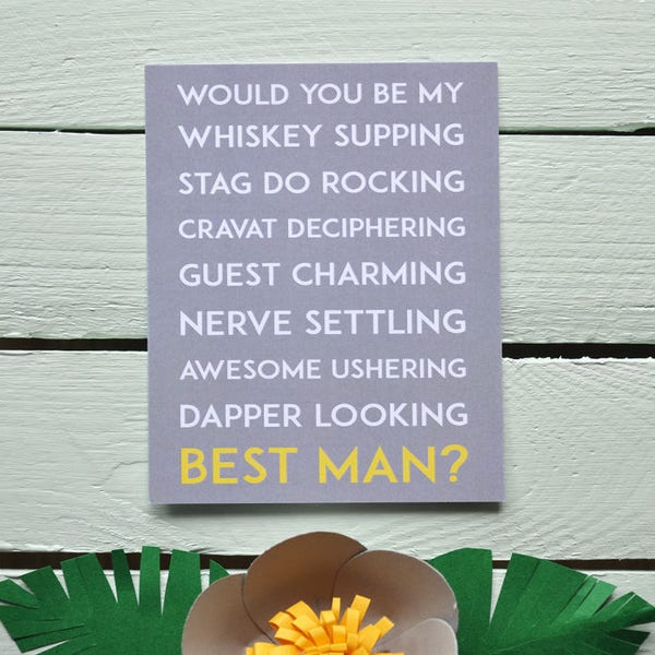 Will You Be My Best Man? Postcard - Whiskey Supping. Funny Best Man Card - Groomsman Proposal Card - Relaxed Wedding - Bridal Party Card.