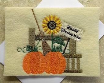 Thanksgiving Cards - Bench with Pumpkins