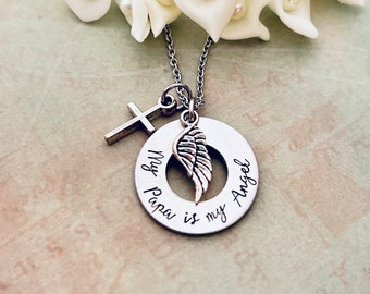 Loss of Grandfather Necklace - Memorial Necklace Grandpa Passing - Funeral Jewelry - Gift for Granddaughter - Papa is my Angel