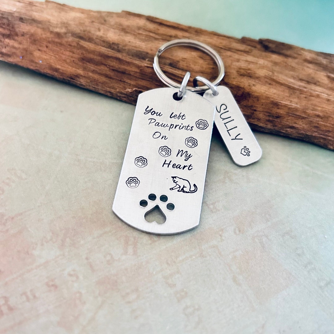 Personalized Cat Memorial Keychain, Cat Loss Gift, Cat Sympathy, Pet