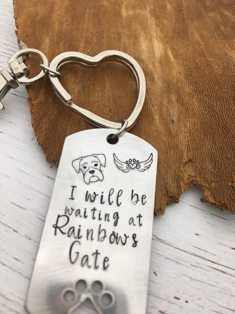 Boxer Gift Loss Dog Keychain Pet Memorial Death Rainbow Etsy