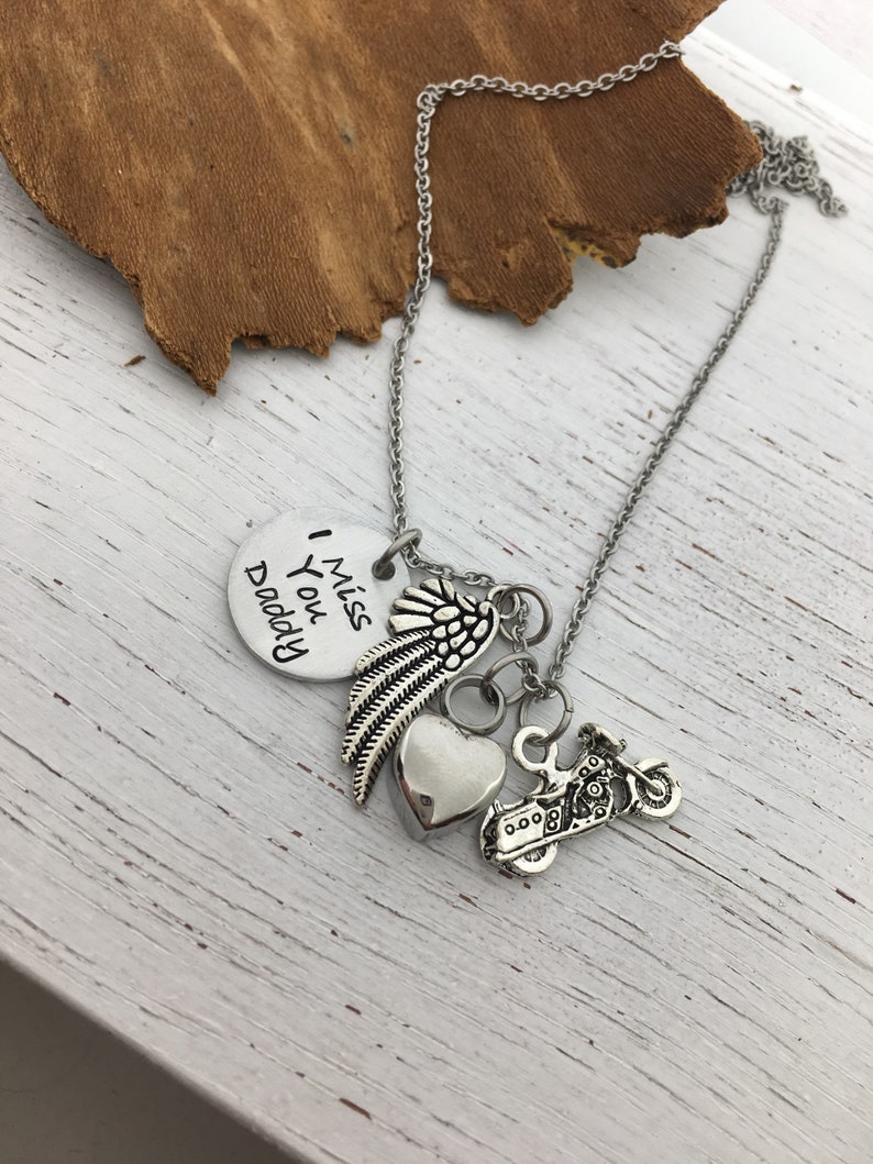 Sympathy Necklace Daddy Cremation Necklace Urn Jewelry Motorcycle Dad Urn Memorial Necklace Cremation Urn Necklace Cremation Jewelry