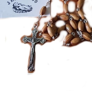 Bluenoemi Catholic Rosary Gifts Holyland Olive Wood Pray the Rosary Jerusalem Cross Wood from Bethlehem