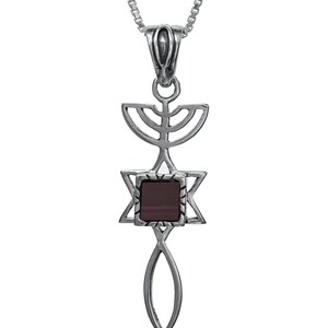 Mother&#39;s Day Gifts Bluenoemi Messianic Symbol Necklace with a Nano Sim New Testament Silver Pendant